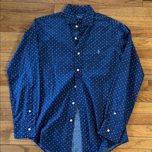 Polo by Ralph Lauren Men's Dark Blue Polka Dot Shirt